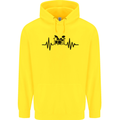 Drum Kit Pulse ECG Drummer Drumming Drum Mens 80% Cotton Hoodie Yellow