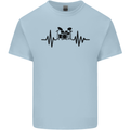 Drum Kit Pulse ECG Drummer Drumming Drum Mens Cotton T-Shirt Tee Top Light Blue