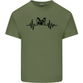 Drum Kit Pulse ECG Drummer Drumming Drum Mens Cotton T-Shirt Tee Top Military Green