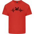 Drum Kit Pulse ECG Drummer Drumming Drum Mens Cotton T-Shirt Tee Top Red