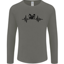 Drum Kit Pulse ECG Drummer Drumming Drum Mens Long Sleeve T-Shirt Charcoal