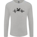 Drum Kit Pulse ECG Drummer Drumming Drum Mens Long Sleeve T-Shirt Sports Grey
