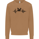 Drum Kit Pulse ECG Drummer Drumming Drum Mens Sweatshirt Jumper Caramel Latte