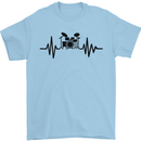 Drum Kit Pulse ECG Drummer Drumming Drum Mens T-Shirt Cotton Gildan Light Blue