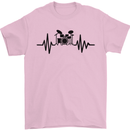 Drum Kit Pulse ECG Drummer Drumming Drum Mens T-Shirt Cotton Gildan Light Pink