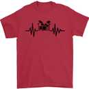 Drum Kit Pulse ECG Drummer Drumming Drum Mens T-Shirt Cotton Gildan Red