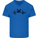 Drum Kit Pulse ECG Drummer Drumming Drum Mens V-Neck Cotton T-Shirt Royal Blue