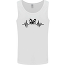 Drum Kit Pulse ECG Drummer Drumming Drum Mens Vest Tank Top White