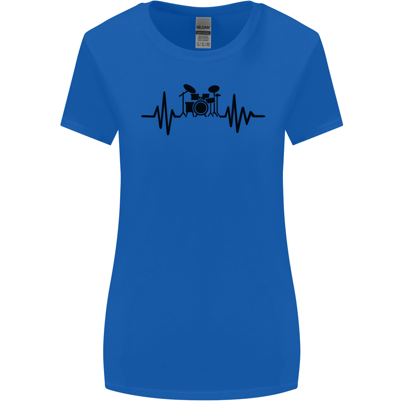 Drum Kit Pulse ECG Drummer Drumming Drum Womens Wider Cut T-Shirt Royal Blue