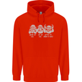 Drum and Bass Monkeys DJ Headphones Music Childrens Kids Hoodie Bright Red