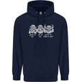 Drum and Bass Monkeys DJ Headphones Music Childrens Kids Hoodie Navy Blue