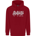 Drum and Bass Monkeys DJ Headphones Music Childrens Kids Hoodie Red