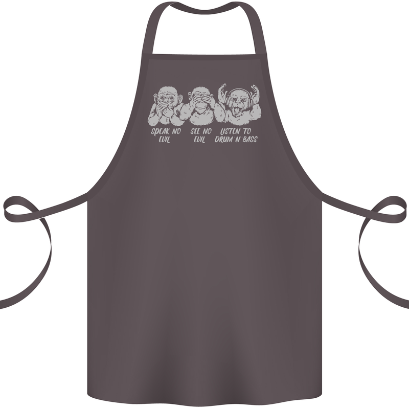 Drum and Bass Monkeys DJ Headphones Music Cotton Apron 100% Organic Dark Grey