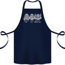 Drum and Bass Monkeys DJ Headphones Music Cotton Apron 100% Organic Navy Blue