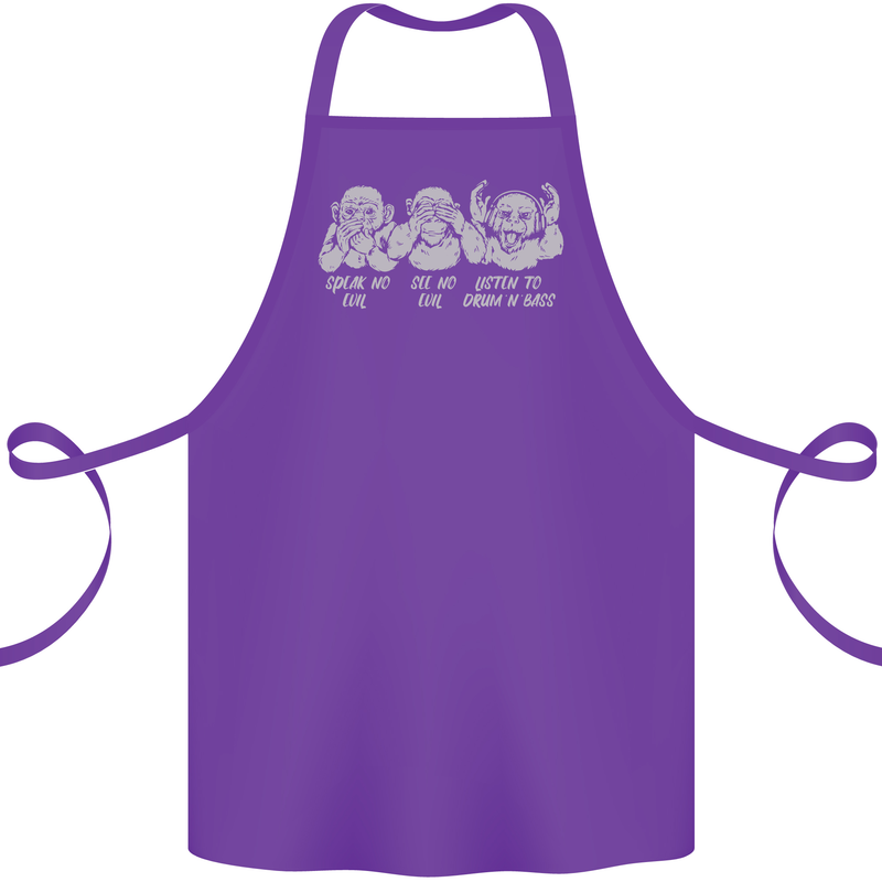 Drum and Bass Monkeys DJ Headphones Music Cotton Apron 100% Organic Purple