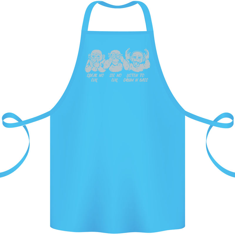 Drum and Bass Monkeys DJ Headphones Music Cotton Apron 100% Organic Turquoise