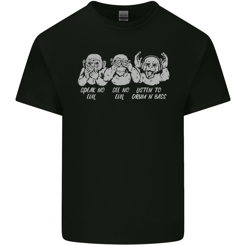 Drum and Bass Monkeys DJ Headphones Music Kids T-Shirt Childrens Black