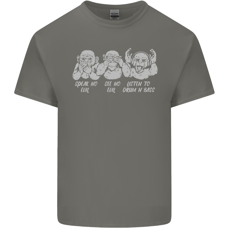 Drum and Bass Monkeys DJ Headphones Music Kids T-Shirt Childrens Charcoal