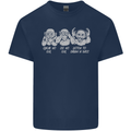 Drum and Bass Monkeys DJ Headphones Music Kids T-Shirt Childrens Navy Blue