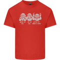 Drum and Bass Monkeys DJ Headphones Music Kids T-Shirt Childrens Red