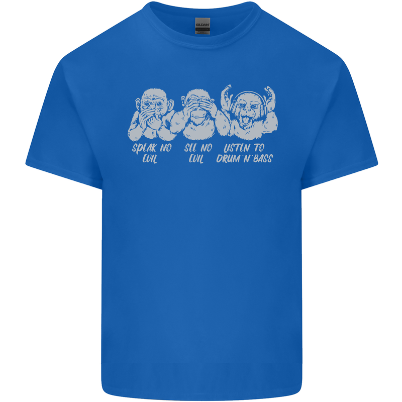Drum and Bass Monkeys DJ Headphones Music Kids T-Shirt Childrens Royal Blue