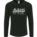 Drum and Bass Monkeys DJ Headphones Music Mens Long Sleeve T-Shirt Black