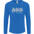 Drum and Bass Monkeys DJ Headphones Music Mens Long Sleeve T-Shirt Royal Blue