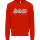 Drum and Bass Monkeys DJ Headphones Music Mens Sweatshirt Jumper Bright Red