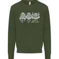 Drum and Bass Monkeys DJ Headphones Music Mens Sweatshirt Jumper Forest Green