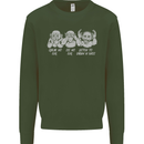 Drum and Bass Monkeys DJ Headphones Music Mens Sweatshirt Jumper Forest Green