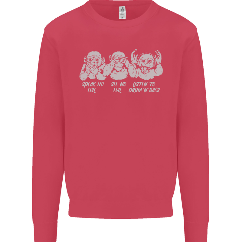 Drum and Bass Monkeys DJ Headphones Music Mens Sweatshirt Jumper Heliconia