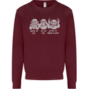 Drum and Bass Monkeys DJ Headphones Music Mens Sweatshirt Jumper Maroon