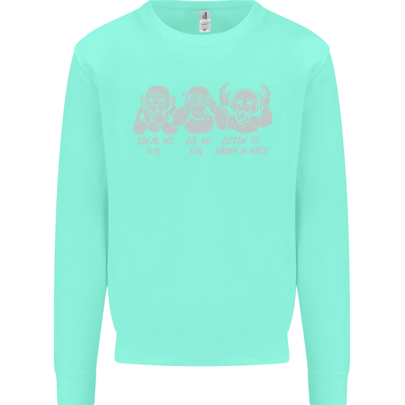 Drum and Bass Monkeys DJ Headphones Music Mens Sweatshirt Jumper Peppermint