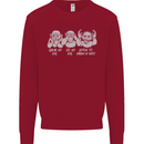 Drum and Bass Monkeys DJ Headphones Music Mens Sweatshirt Jumper Red