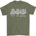 Drum and Bass Monkeys DJ Headphones Music Mens T-Shirt 100% Cotton Military Green