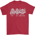 Drum and Bass Monkeys DJ Headphones Music Mens T-Shirt 100% Cotton Red