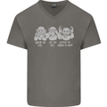 Drum and Bass Monkeys DJ Headphones Music Mens V-Neck Cotton T-Shirt Charcoal
