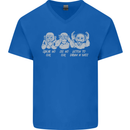 Drum and Bass Monkeys DJ Headphones Music Mens V-Neck Cotton T-Shirt Royal Blue