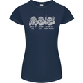 Drum and Bass Monkeys DJ Headphones Music Womens Petite Cut T-Shirt Navy Blue