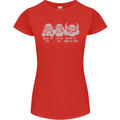 Drum and Bass Monkeys DJ Headphones Music Womens Petite Cut T-Shirt Red