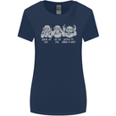 Drum and Bass Monkeys DJ Headphones Music Womens Wider Cut T-Shirt Navy Blue