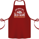Drumming An Old Man Drummer Drum Funny Cotton Apron 100% Organic Maroon