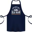 Drumming An Old Man Drummer Drum Funny Cotton Apron 100% Organic Navy Blue
