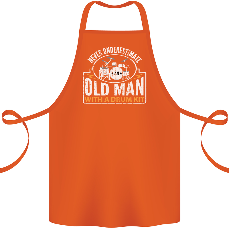 Drumming An Old Man Drummer Drum Funny Cotton Apron 100% Organic Orange