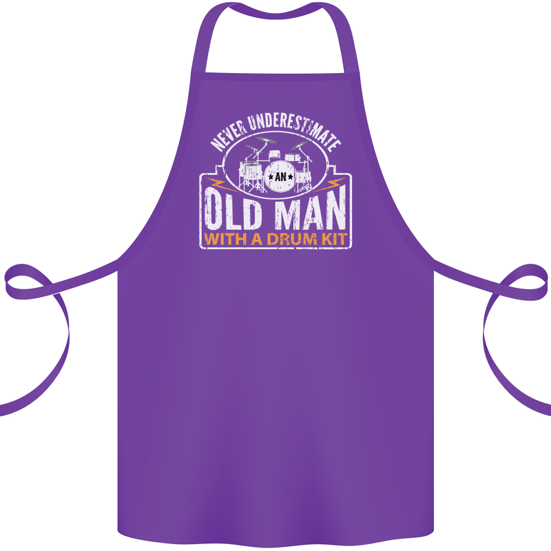 Drumming An Old Man Drummer Drum Funny Cotton Apron 100% Organic Purple