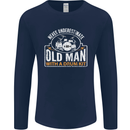 Drumming An Old Man Drummer Drum Funny Mens Long Sleeve T-Shirt Navy Blue