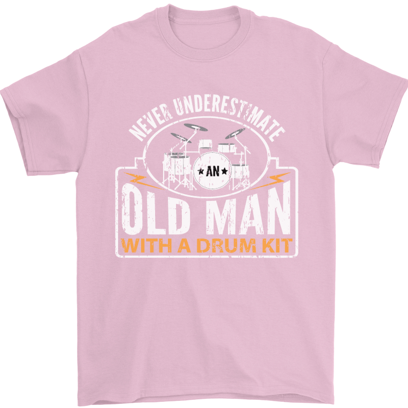 Drumming An Old Man Drummer Drum Funny Mens T-Shirt Cotton Gildan Light Pink