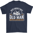 Drumming An Old Man Drummer Drum Funny Mens T-Shirt Cotton Gildan Navy Blue