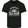 Drumming An Old Man Drummer Drum Funny Mens V-Neck Cotton T-Shirt Black