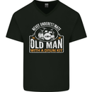 Drumming An Old Man Drummer Drum Funny Mens V-Neck Cotton T-Shirt Black